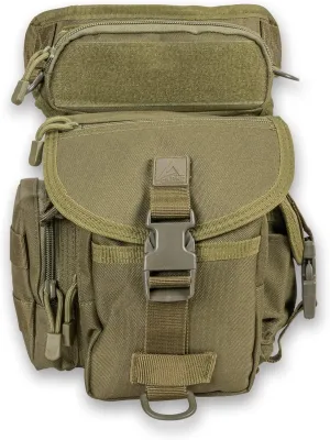 Voyager Leg Bag Strong Weather Proof Cardura Outer Shell | For Hunting or Hiking | Adjustable Waist & Drop Leg Strap | Olive Green