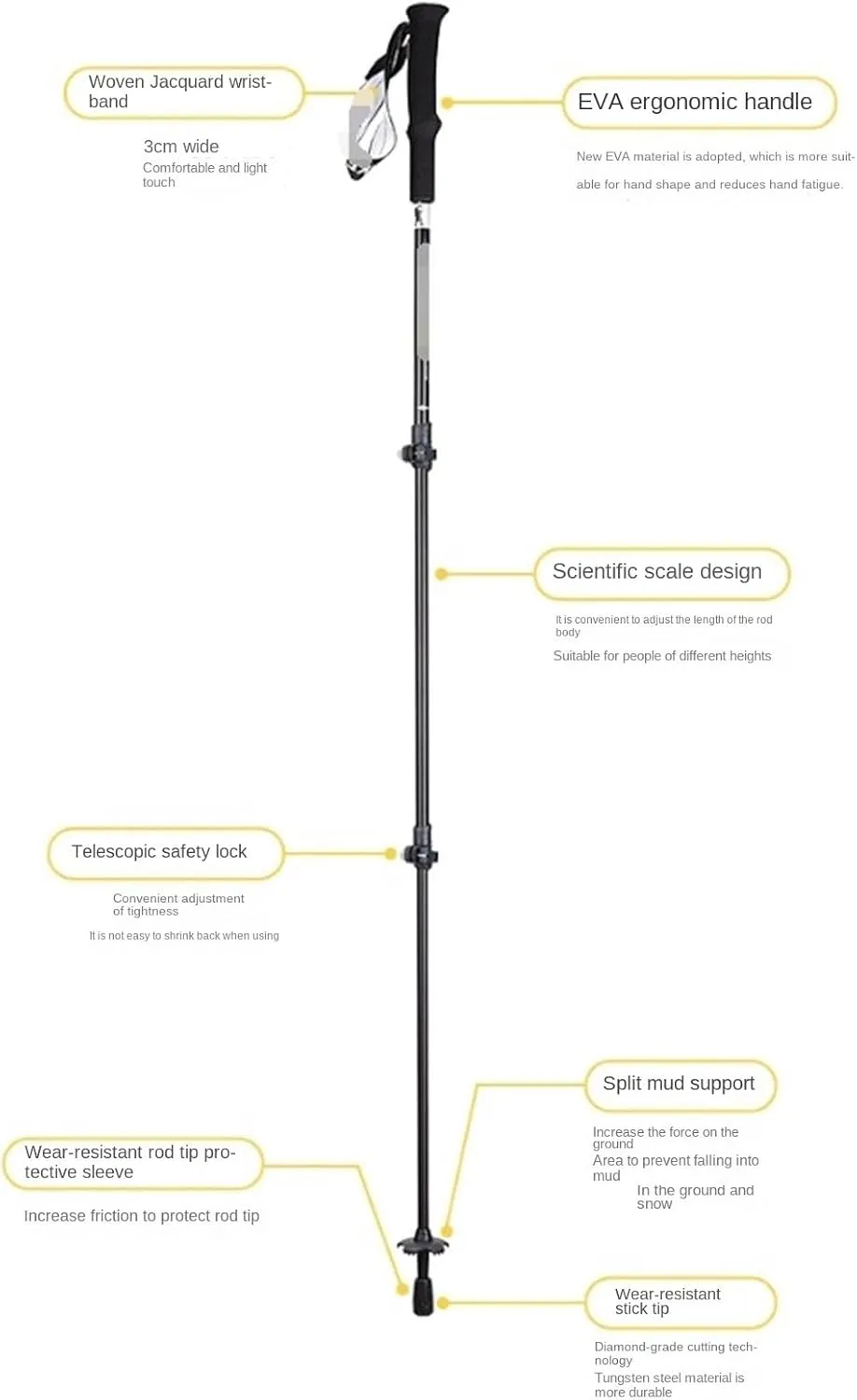Walking Stick Hiking Poles Trekking Poles Hiking Poles Aluminum Alloy Walking Stick Ultralight for Hiking Camping Hiking Gear Trekking Poles