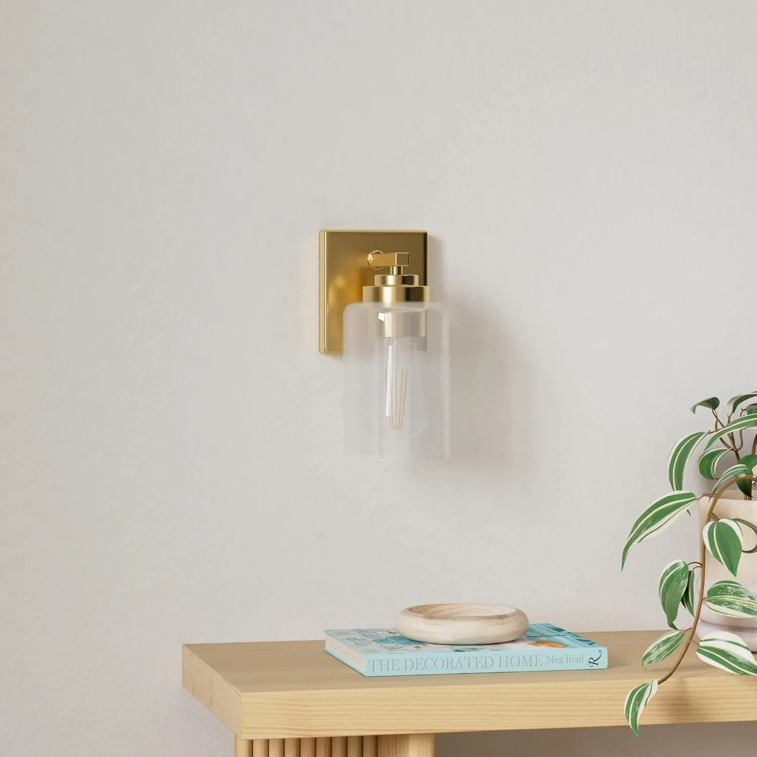 Wall Sconces, Gold Bathroom Light Fixtures, Modern Vanity Lights, Sconces Wall Lighting with Clear Glass, Sconces Wall Decor Set of 2, Wall Light Fixture for Mirror, Living Room, Bedroom, Hallway, E26