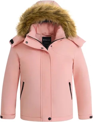 wantdo Girl's Breathable Windproof Ski Jacket Thick Winter Coat Hooded