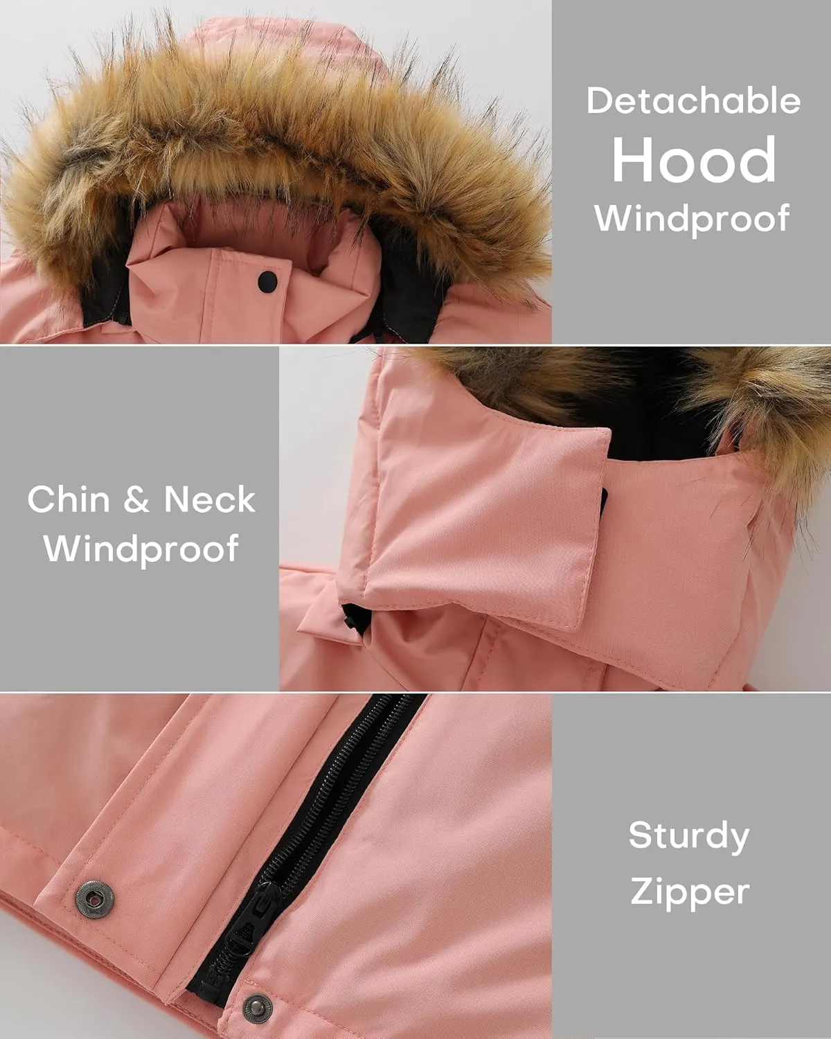 wantdo Girl's Breathable Windproof Ski Jacket Thick Winter Coat Hooded