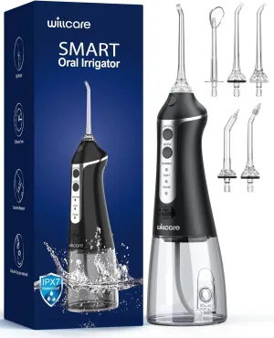 Water Dental Flosser, Portable Oral Irrigator with 10OZ Water Tank, 7X Deep Cleaning, 5 Nozzle Options, IPX7 Waterproof, Travel-Friendly