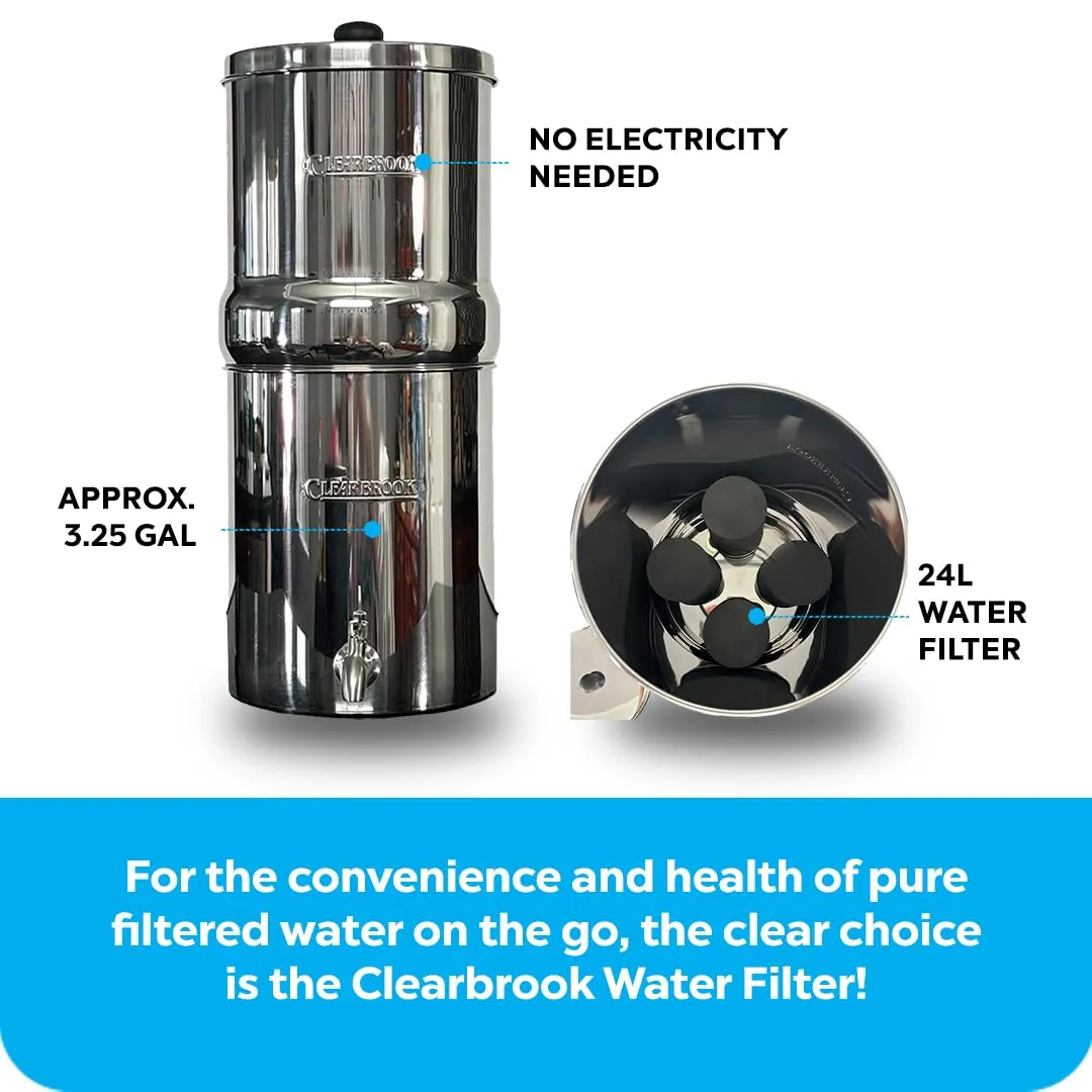 Water Filter 24L, Portable Gravity-Fed System, No Electricity Needed, for Travel, Camping, and Emergency Use, 3.25-Gallon Capacity