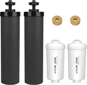 Water Filter Replacement for Berkey®, 2 Black Carbon Filters and 2 Fluoride Filters Compatible with Berkey® Gravity Water Filter System