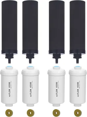 Water Filter Replacement for Berkey - Includes 4 Black & 4 Fluoride Filters