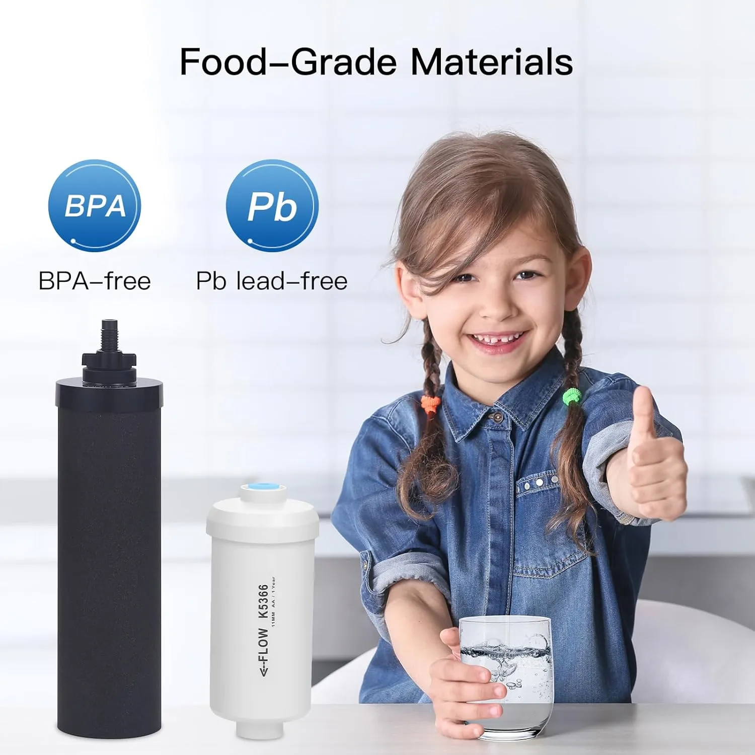 Water Filter Replacement for Berkey - Includes 4 Black & 4 Fluoride Filters