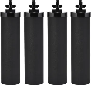 Water Filter Replacement for Berkey Water Filter System, 4 Black Elements Activated Carbon Filters, Compatible with Berkey Gravity Water Filtration System, 4 Pack