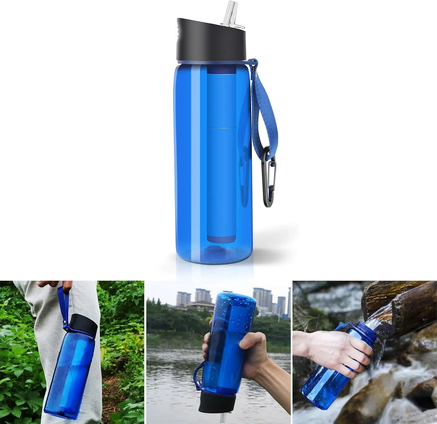 Water Purifier Bottle Water Kettles With Filter Outdoor Camping Sports Survival Water Filter Filtration Bottle