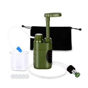 Water Purifier Pump, 3-Stage Portable Outdoor Water Filter for Camping, Hiking, Emergency, Fishing, Survival with Replaceable Filter