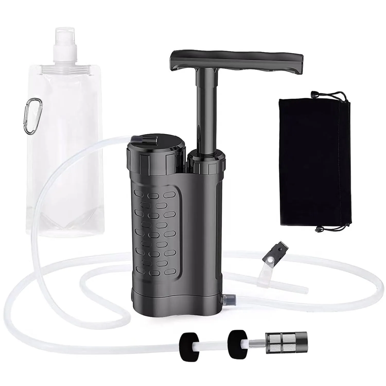 Water Purifier Pump, 3000L 0.01 Micron Water Filter, Portable Outdoor Emergency and Survival Gear - Camping, Hiking(Black)