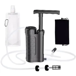 Water Purifier Pump, 3000L 0.01 Micron Water Filter, Portable Outdoor Emergency and Survival Gear - Camping, Hiking(Black)