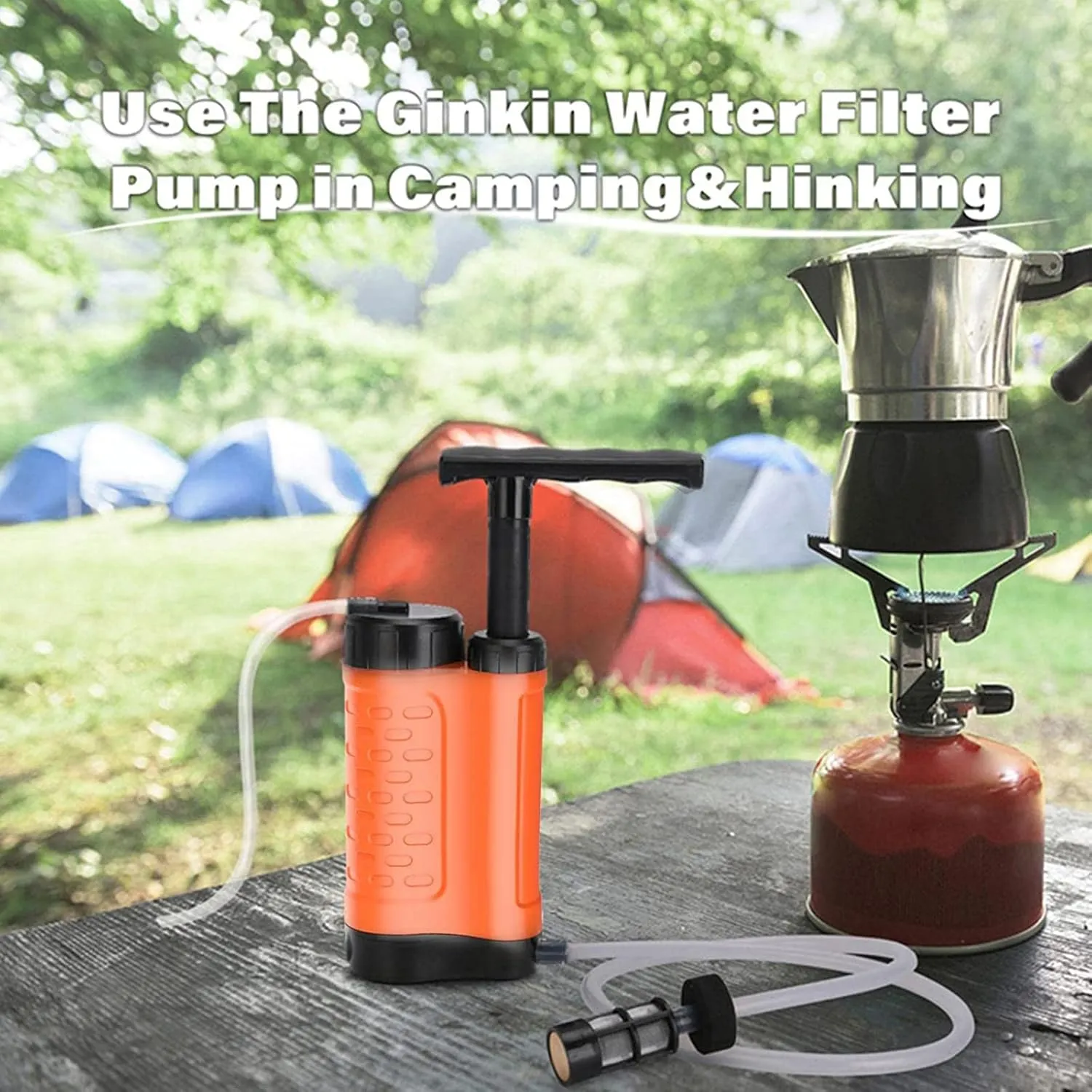 Water Purifier Pump, 3000L 0.01 Micron Water Filter, Portable Outdoor Emergency and Survival Gear - Camping, Hiking(Black)