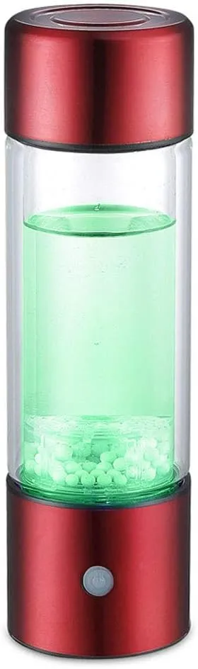 Water Purifiers, Hydrogen Water Bottle Hydrogen Generator Alkaline Maker Healthy Cup Antioxidan Rechargeable Portable Alkaline Water Ionizer Pure Water Anti-Aging 350Ml,Red