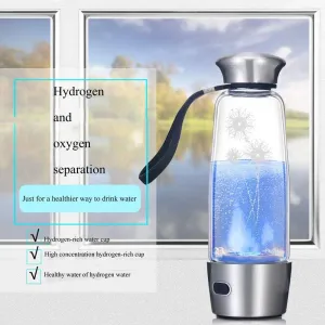 Water Purifiers, Hydrogen Water Bottle Hydrogen Water Generator Ionizer Portable Anti-Aging and Keep Body Hydrated 400Ml,Icecrystalflower