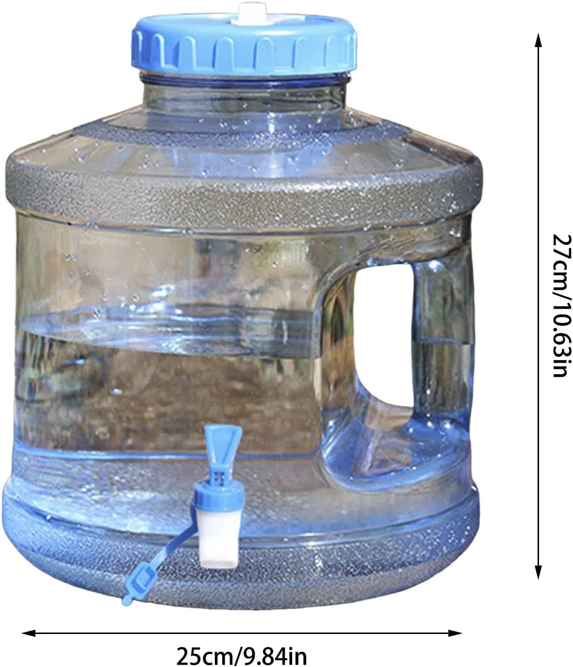 Water Storage Containers, Water Container with Tap, 2 Gallons Camping Water Jug, Portable BPA Free Water Tank with Handle, Transparent Water Storage Bucket for Outdoor Sports Camping Hiking (Blue)