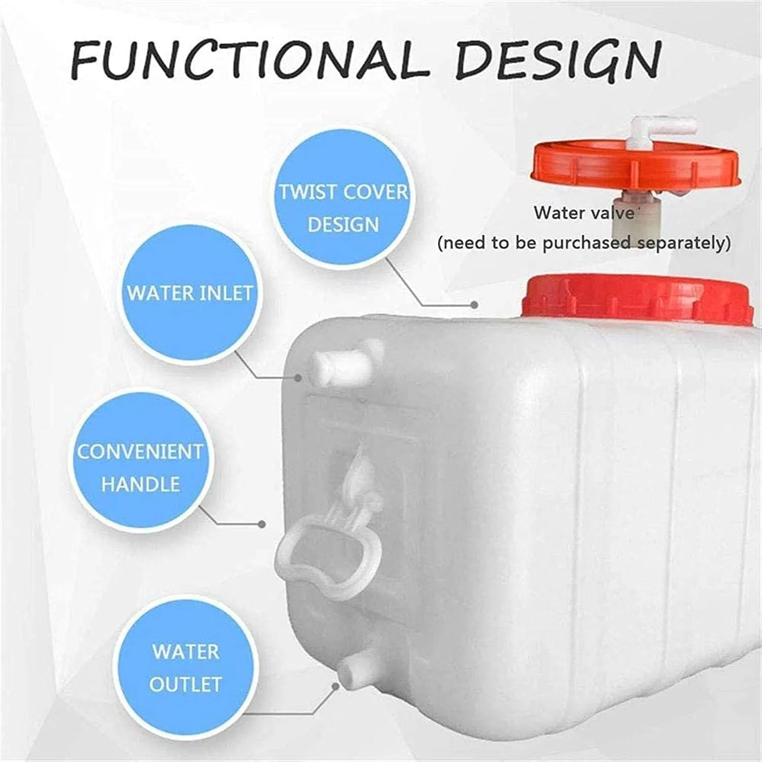 Water Tank Water Container with Faucet, Food Grade Plastic, 25L/50L/100L/150L/200L, Outdoor Camping, Household Emergency Water Storage Container