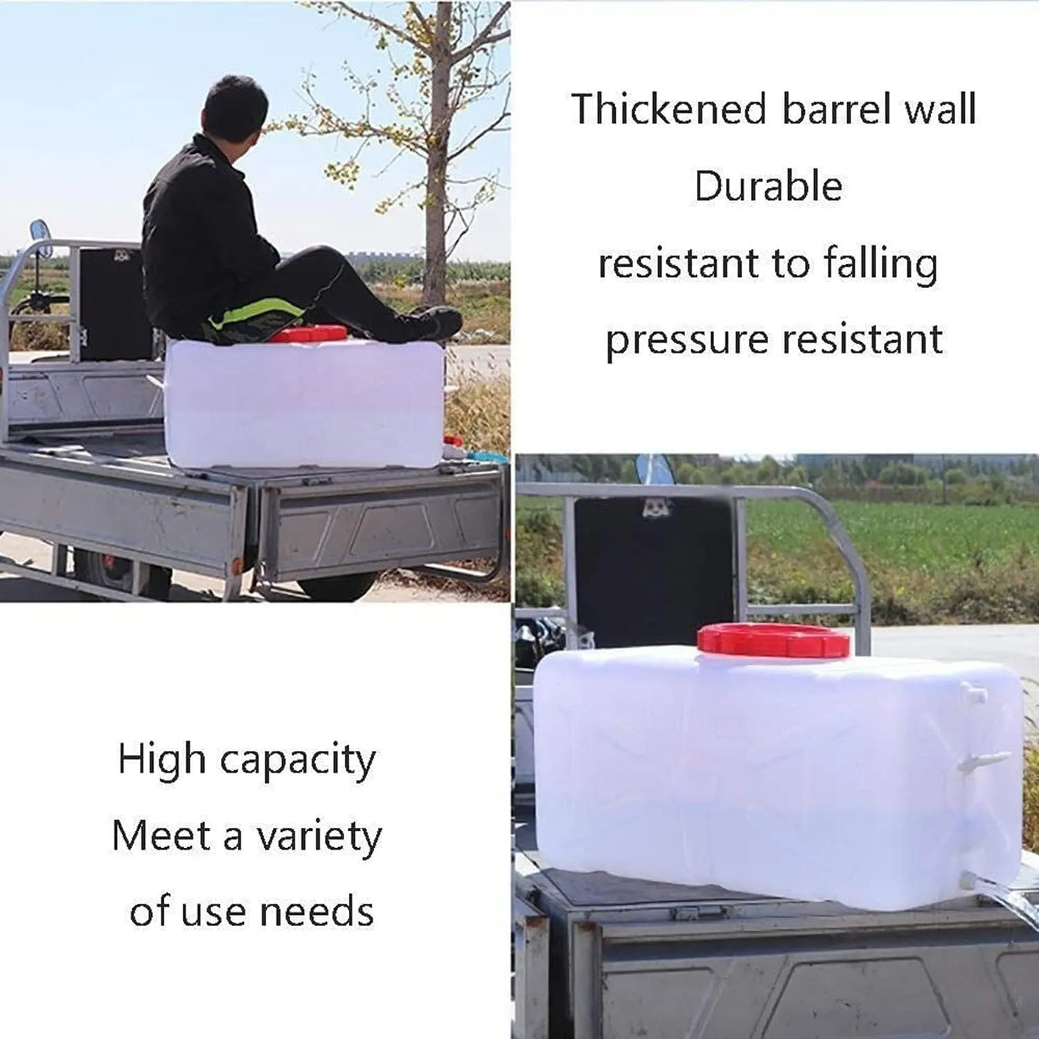 Water Tank Water Container with Faucet, Food Grade Plastic, 25L/50L/100L/150L/200L, Outdoor Camping, Household Emergency Water Storage Container