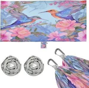 Watercolor Hummingbirds Camping Hammock, 330 lbs with 2 Tree Straps, Carry Bag, Single Portable Hammock for Outdoor/Indoor, Hiking, Beach, Backpacking, Travel
