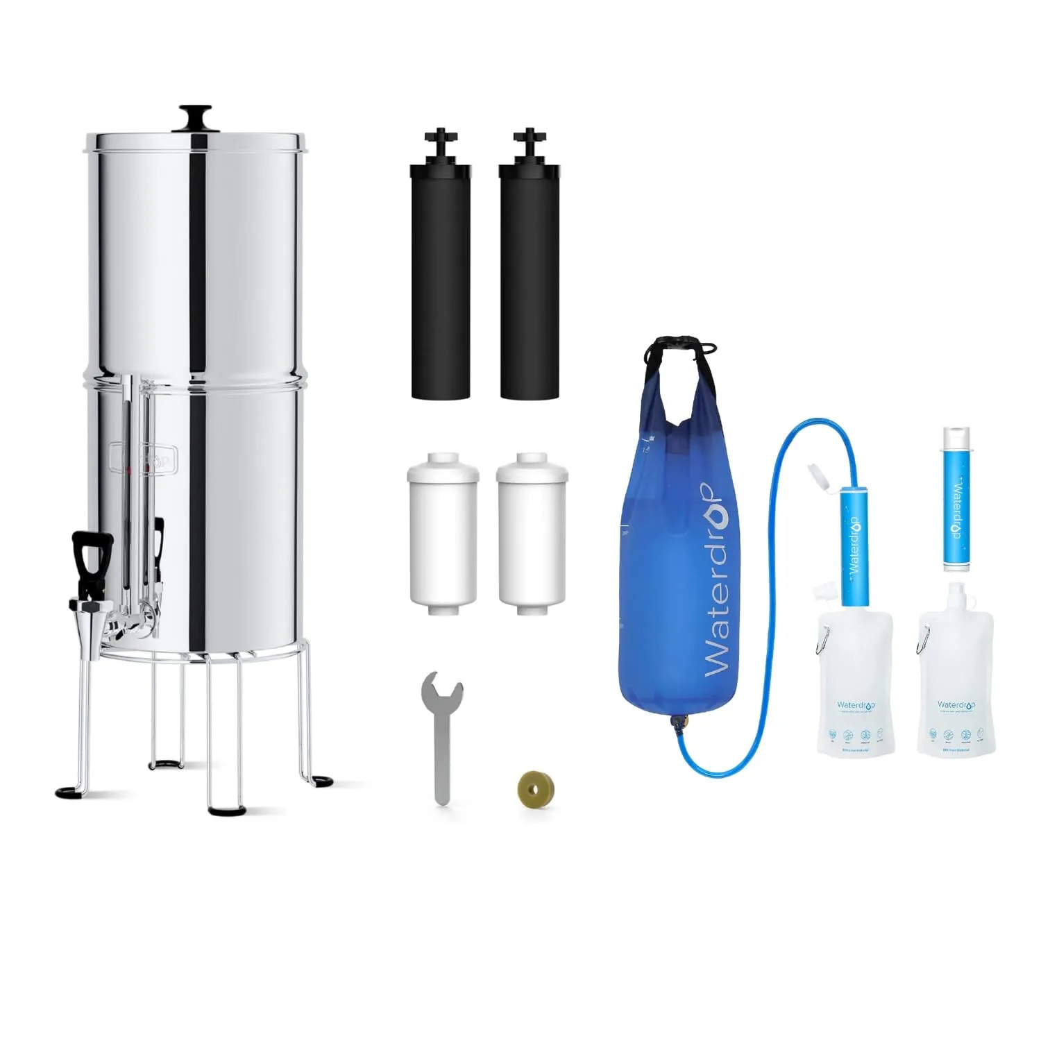 Waterdrop Gravity-fed Water Filter System and Water Filter Straw