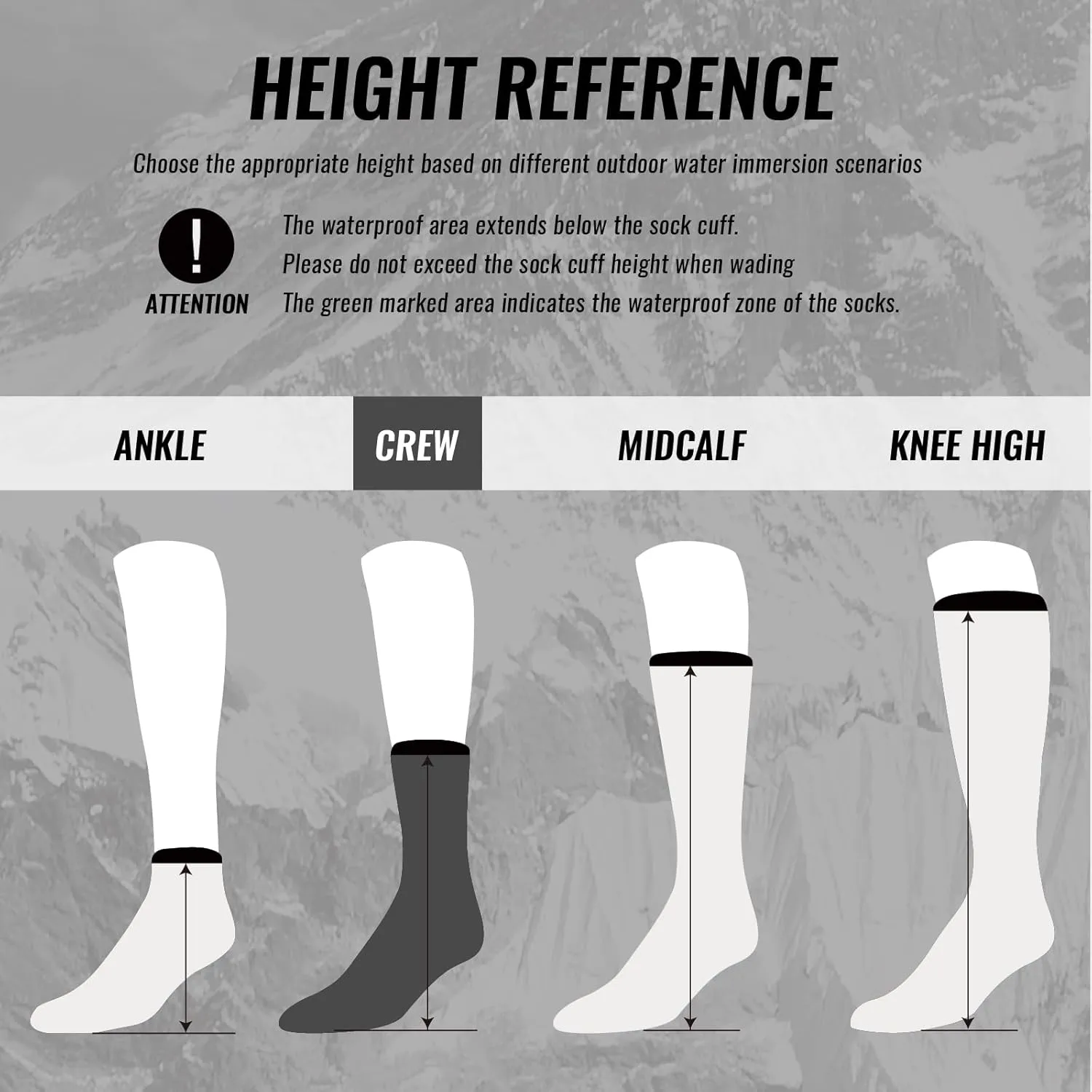Waterproof Socks,COOLMAX FX 3-layer Breathable,Crew Socks,Hiking,Fishing,Bike,Camping,Unisex
