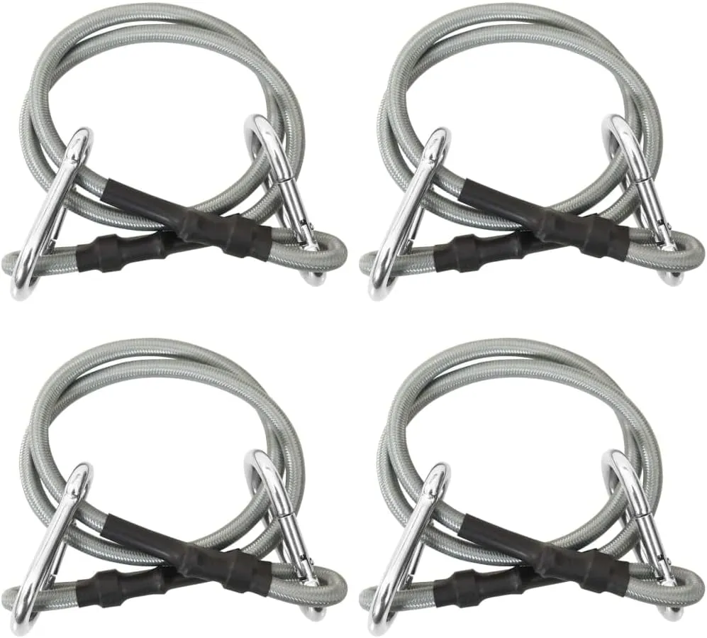 Weather-Resistant Ropes with Carabiners for Enhanced Outdoor Adventures and Project Ease, Black and Silver