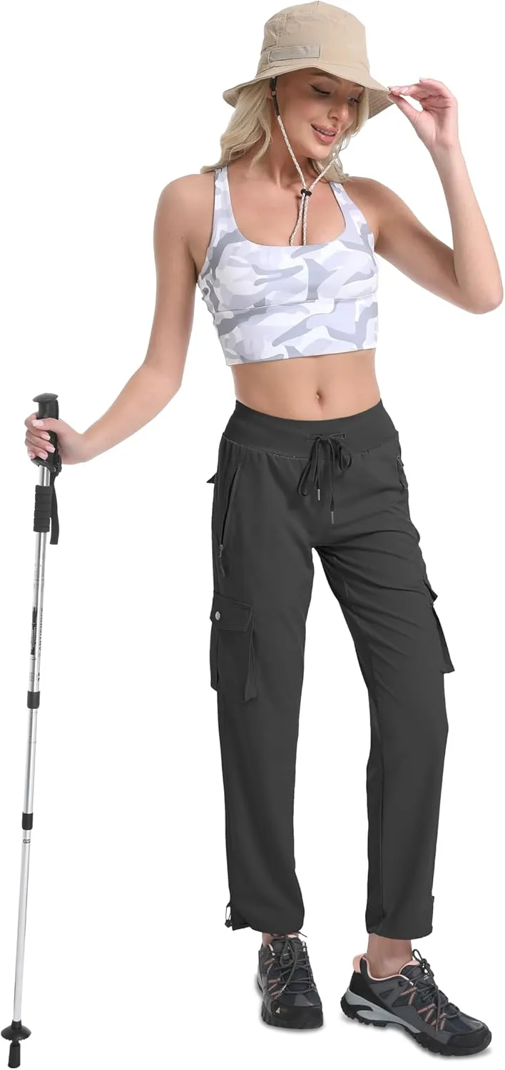 WENRONSTA Women's Cargo Pants Lightweight Water Resistant Quick Dry Hiking Pants Travel Outdoor Work Joggers with 6 Pockets