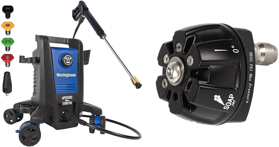 Westinghouse ePX3100 Electric Pressure Washer, 2300 Max PSI 1.76 Max GPM & Westinghouse Outdoor Power Equipment Pressure Washer 6-in-1 Nozzle Attachment