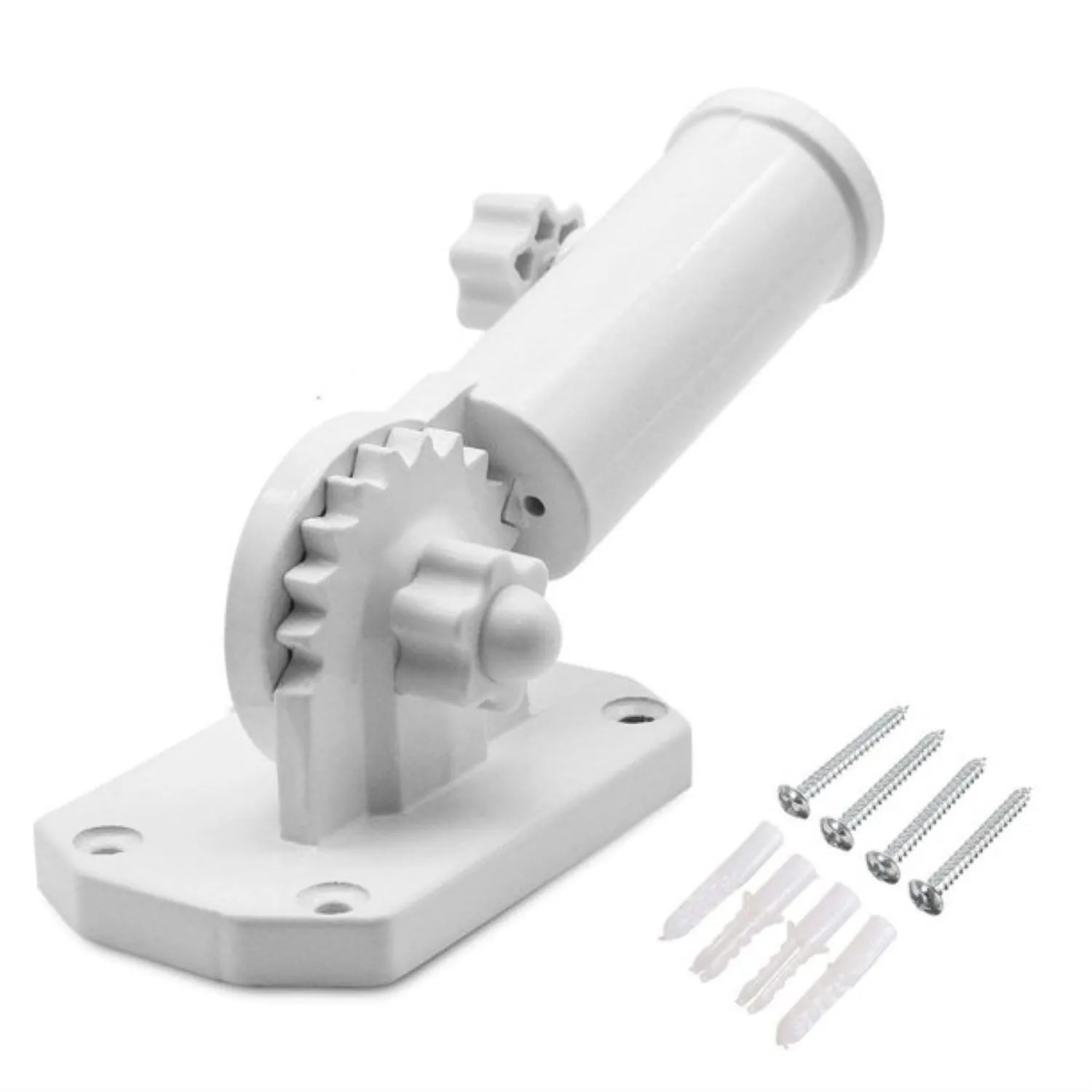 WHITE ADJUSTABLE ALUMINUM FLAG POLE BRACKET