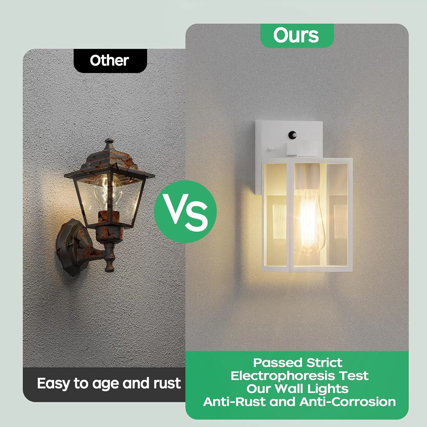 White Dusk to Dawn Exterior Lighting Fixtures Wall Mount, Outdoor Porch Lights for House, Sensor Wall Lights, Waterproof Wall Sconce Lamp, Wall Lantern, Anti Rust Coach Lights for, Doorway, Garage