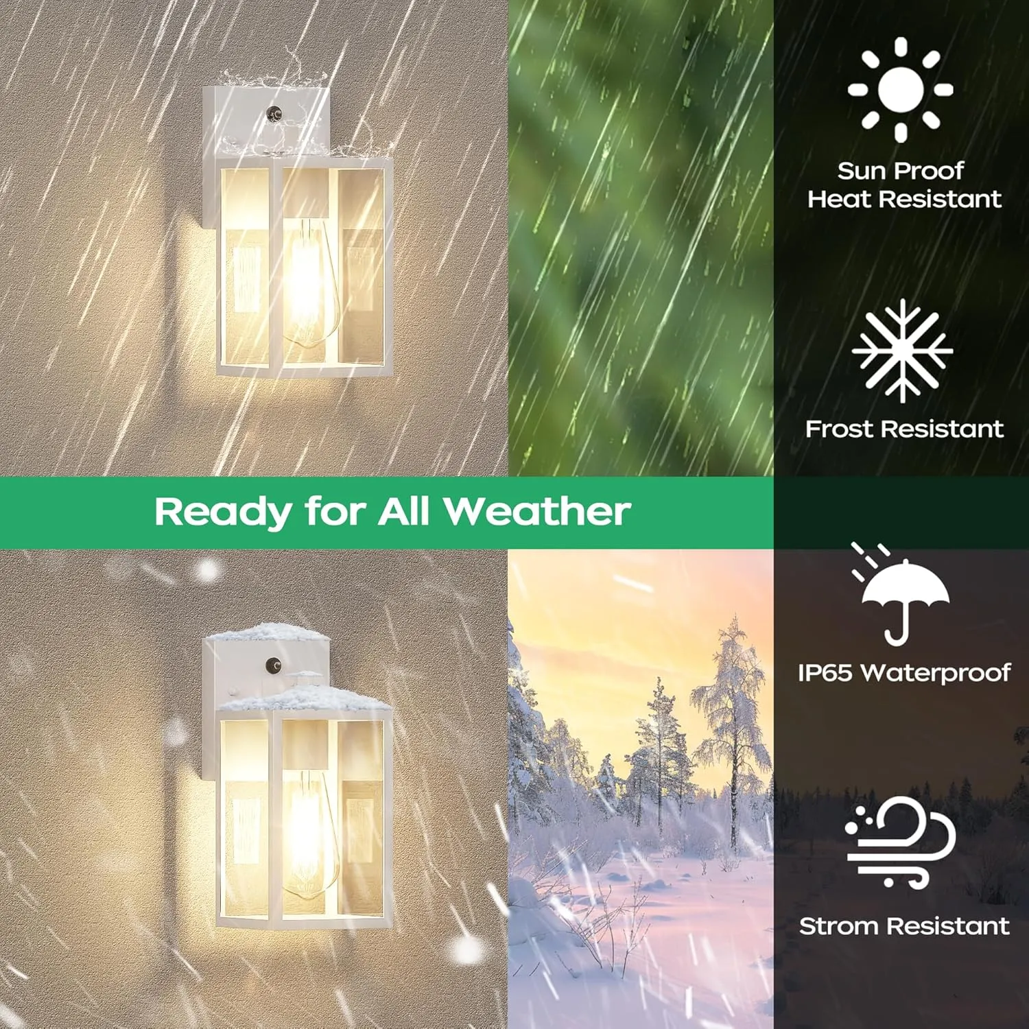 White Dusk to Dawn Exterior Lighting Fixtures Wall Mount, Outdoor Porch Lights for House, Sensor Wall Lights, Waterproof Wall Sconce Lamp, Wall Lantern, Anti Rust Coach Lights for, Doorway, Garage