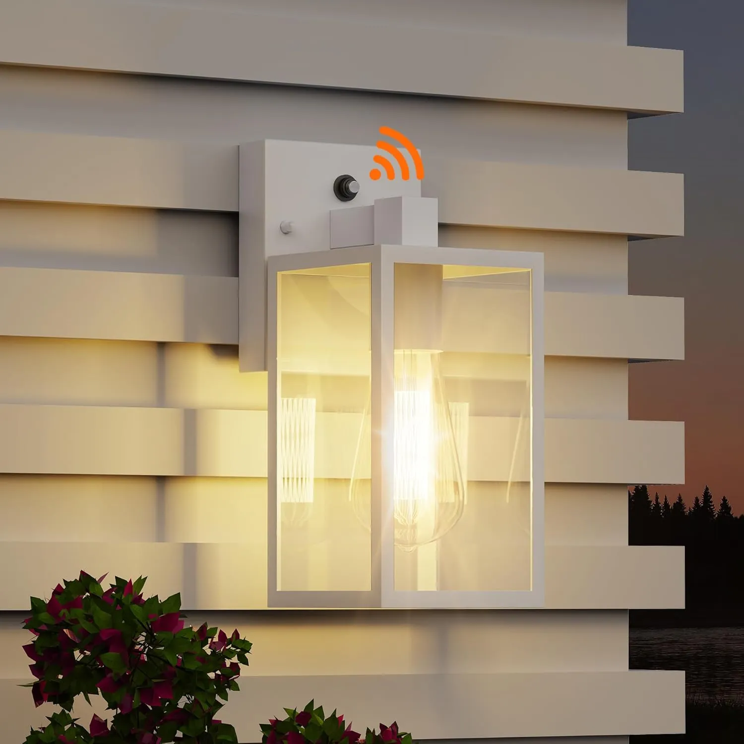 White Dusk to Dawn Exterior Lighting Fixtures Wall Mount, Outdoor Porch Lights for House, Sensor Wall Lights, Waterproof Wall Sconce Lamp, Wall Lantern, Anti Rust Coach Lights for, Doorway, Garage