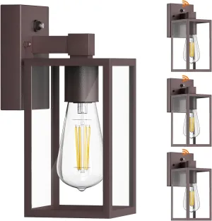 WIHTU Dusk to Dawn Outdoor Wall Lights, 4 Pack Exterior Lighting Fixtures for House, Waterproof Porch Lights with E26 Sockets, Oil Rubbed Bronze Outdoor Wall Sconce for Front Door, Patio, Garage