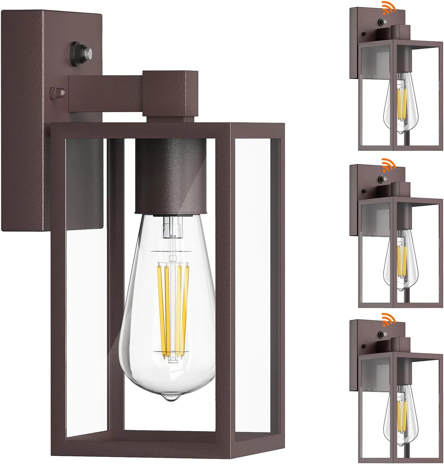 WIHTU Dusk to Dawn Outdoor Wall Lights, 4 Pack Exterior Lighting Fixtures for House, Waterproof Porch Lights with E26 Sockets, Oil Rubbed Bronze Outdoor Wall Sconce for Front Door, Patio, Garage
