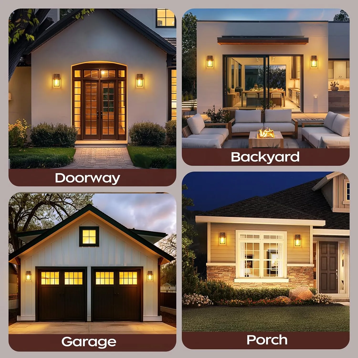 WIHTU Dusk to Dawn Outdoor Wall Lights, 4 Pack Exterior Lighting Fixtures for House, Waterproof Porch Lights with E26 Sockets, Oil Rubbed Bronze Outdoor Wall Sconce for Front Door, Patio, Garage