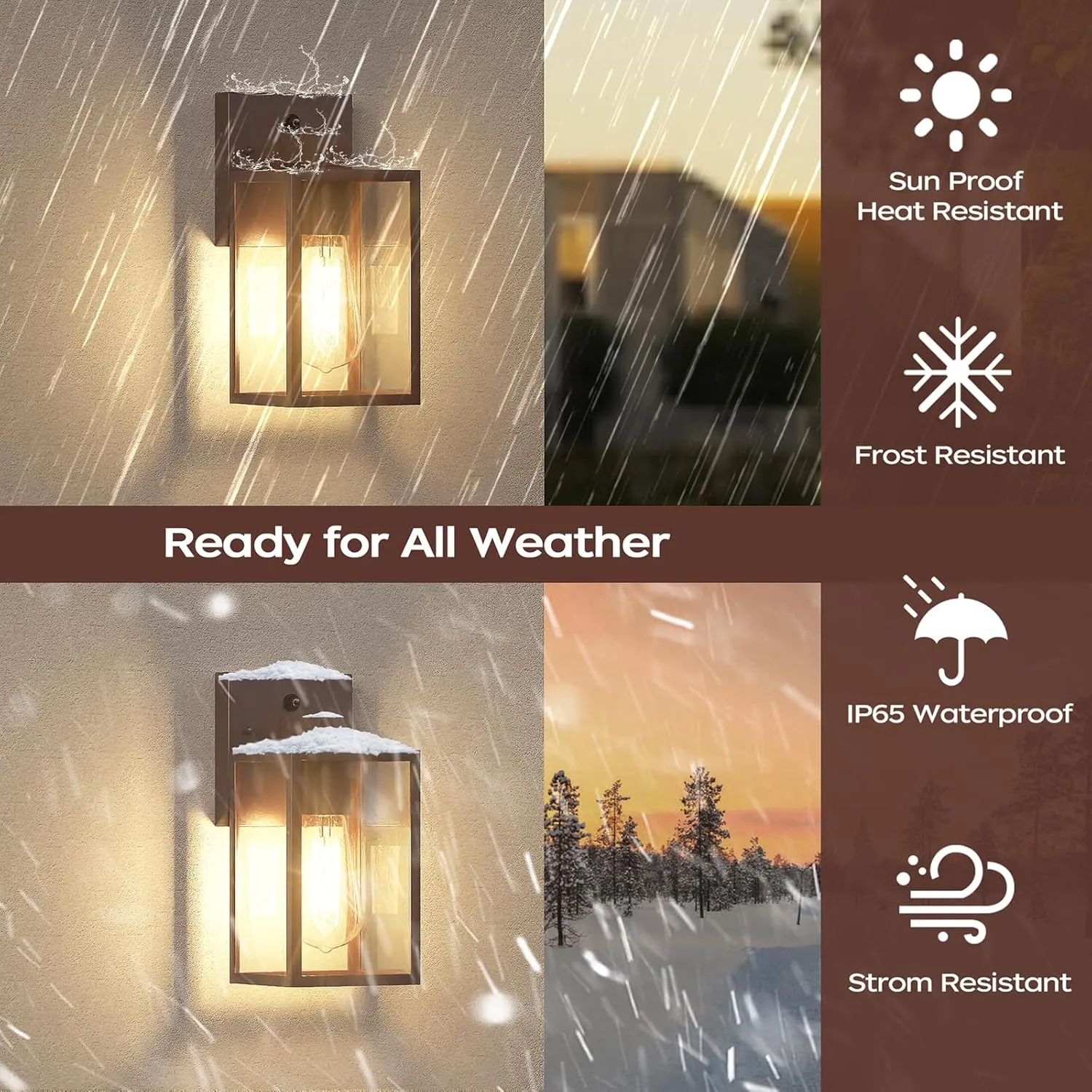 WIHTU Dusk to Dawn Outdoor Wall Lights, 4 Pack Exterior Lighting Fixtures for House, Waterproof Porch Lights with E26 Sockets, Oil Rubbed Bronze Outdoor Wall Sconce for Front Door, Patio, Garage