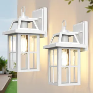 WIHTU Outdoor Light Fixture, White Porch Lights with Glass Shade, Waterproof Wall Sconce Light, Fixtures Exterior Wall Lighting, Aluminum Anti-Rust Front Door Lanterns