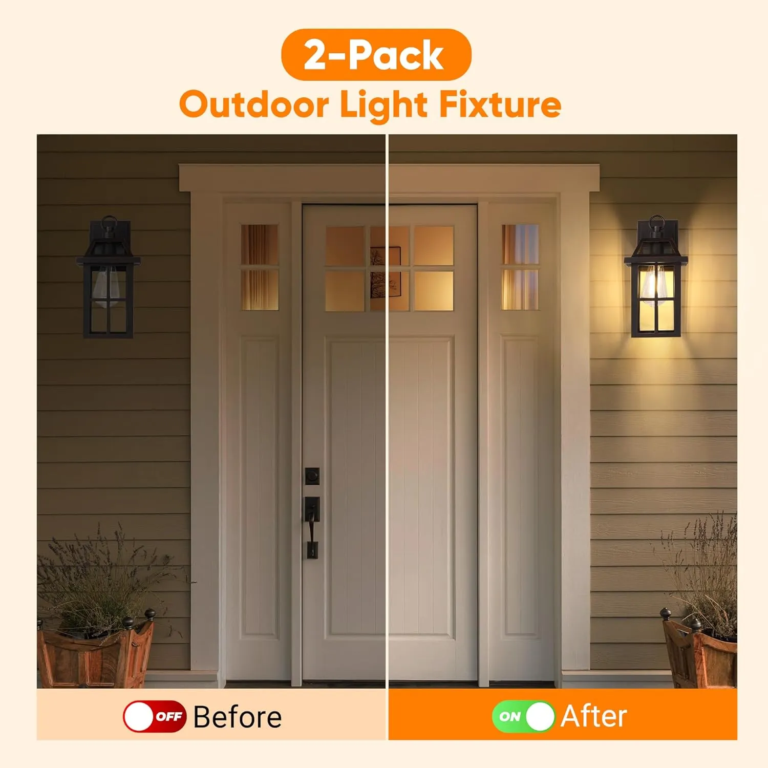 WIHTU Outdoor Wall Lantern, Porch Lights with Glass Shade, Waterproof Wall Sconce Light, ORB Fixtures Exterior Wall Lighting, Aluminum Wall Mount Lanterns, Anti-Rust Front Door Wall Mount Lighting