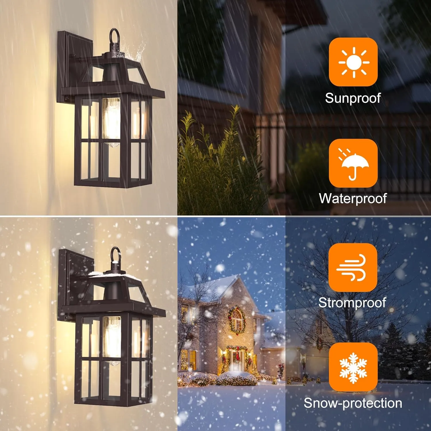 WIHTU Outdoor Wall Lantern, Porch Lights with Glass Shade, Waterproof Wall Sconce Light, ORB Fixtures Exterior Wall Lighting, Aluminum Wall Mount Lanterns, Anti-Rust Front Door Wall Mount Lighting
