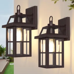 WIHTU Outdoor Wall Lantern, Porch Lights with Glass Shade, Waterproof Wall Sconce Light, ORB Fixtures Exterior Wall Lighting, Aluminum Wall Mount Lanterns, Anti-Rust Front Door Wall Mount Lighting