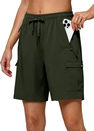 Willit Women's 7''/9" Hiking Cargo Athletic Shorts with Zipper Pockets Quick Dry for Camping, Golf, Travel Water Resistant
