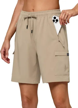 Willit Women's 7''/9" Hiking Cargo Athletic Shorts with Zipper Pockets Quick Dry for Camping, Golf, Travel Water Resistant