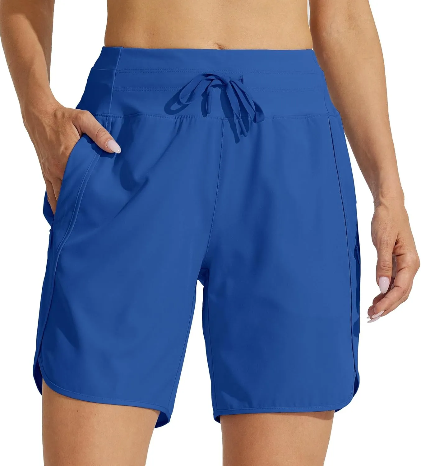 Willit Women's 7" Athletic Running Shorts Long Workout Hiking Shorts Quick Dry High Waisted Active Zipper Pocket