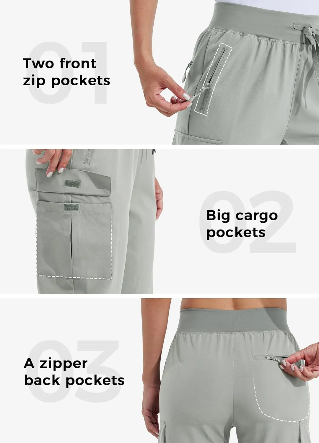 Willit Women's Cargo Hiking Pants Lightweight Athletic Outdoor Travel Joggers Quick Dry Workout Pants Water Resistant
