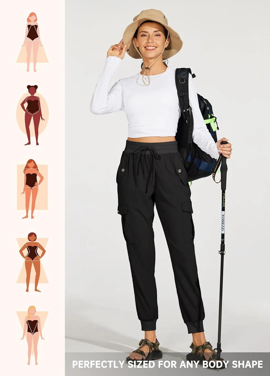 Willit Women's Hiking Pants Cargo Joggers Lightweight Quick Dry Athletic Workout Travel Casual Pants Pockets