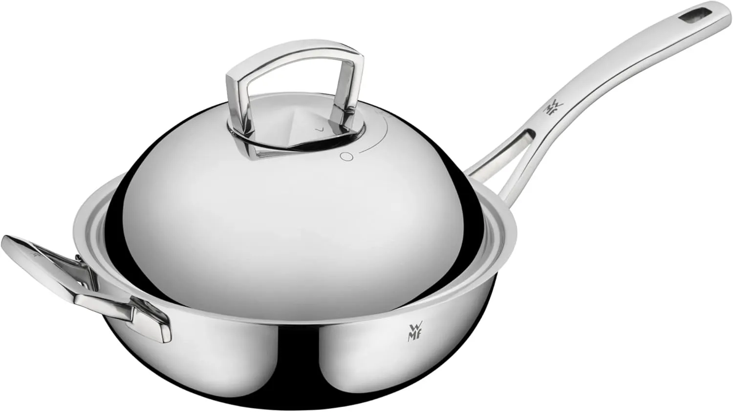 WMF Wok Multiply 28cm with Metal lid, Stainless Steel, Silver, 57.5 x 33.2 x 20.3 cm