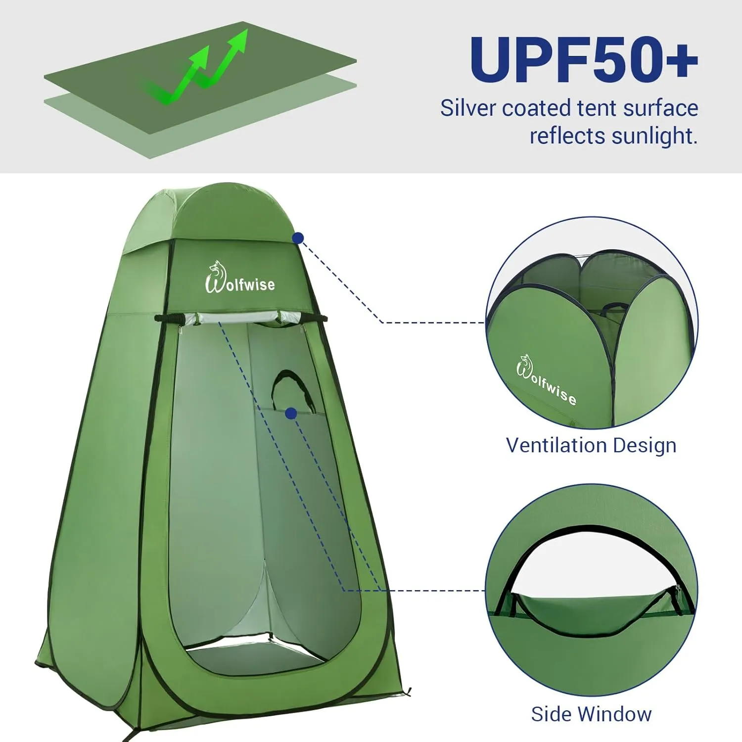WolfWise Pop Up Privacy Shower Tent Portable Outdoor Sun Shelter Camp Toilet Changing Dressing Room