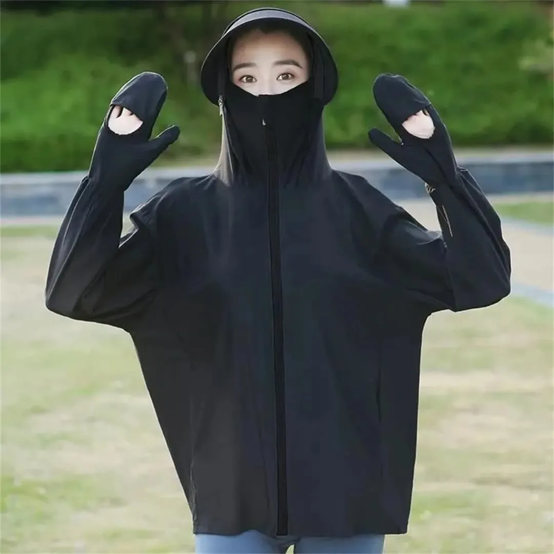 Women Ice Silk Sun Protection Clothing For UV Sunscreen Jacket Breathable Ultra Thin Cycling Long Sleeve Coats