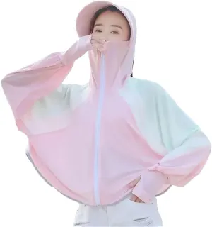 Women Sunscreen Hat Ice Silk Clothing Outdoor Cycling UV Protection Breathable Short Coat Hat Sun Sunscreen Jacket