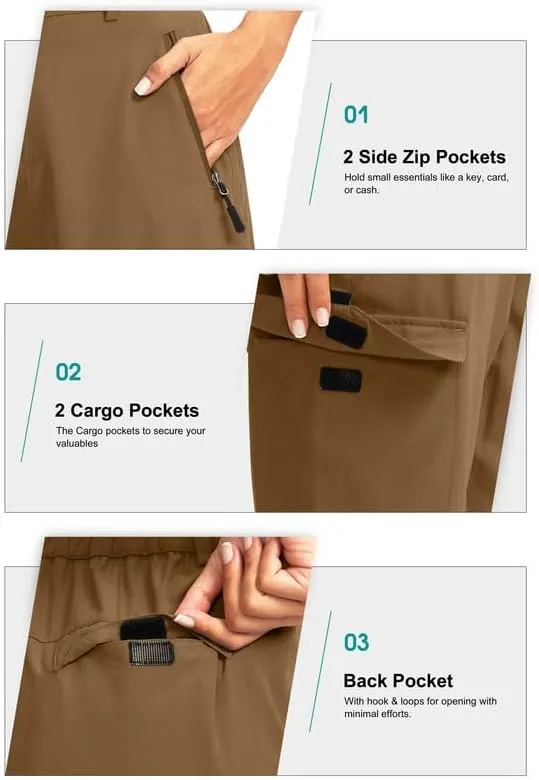 Women's 10" Hiking Golf Long Shorts with 5 Pockets Knee Length Lightweight Quick Dry Cargo Bermuda Shorts for Women