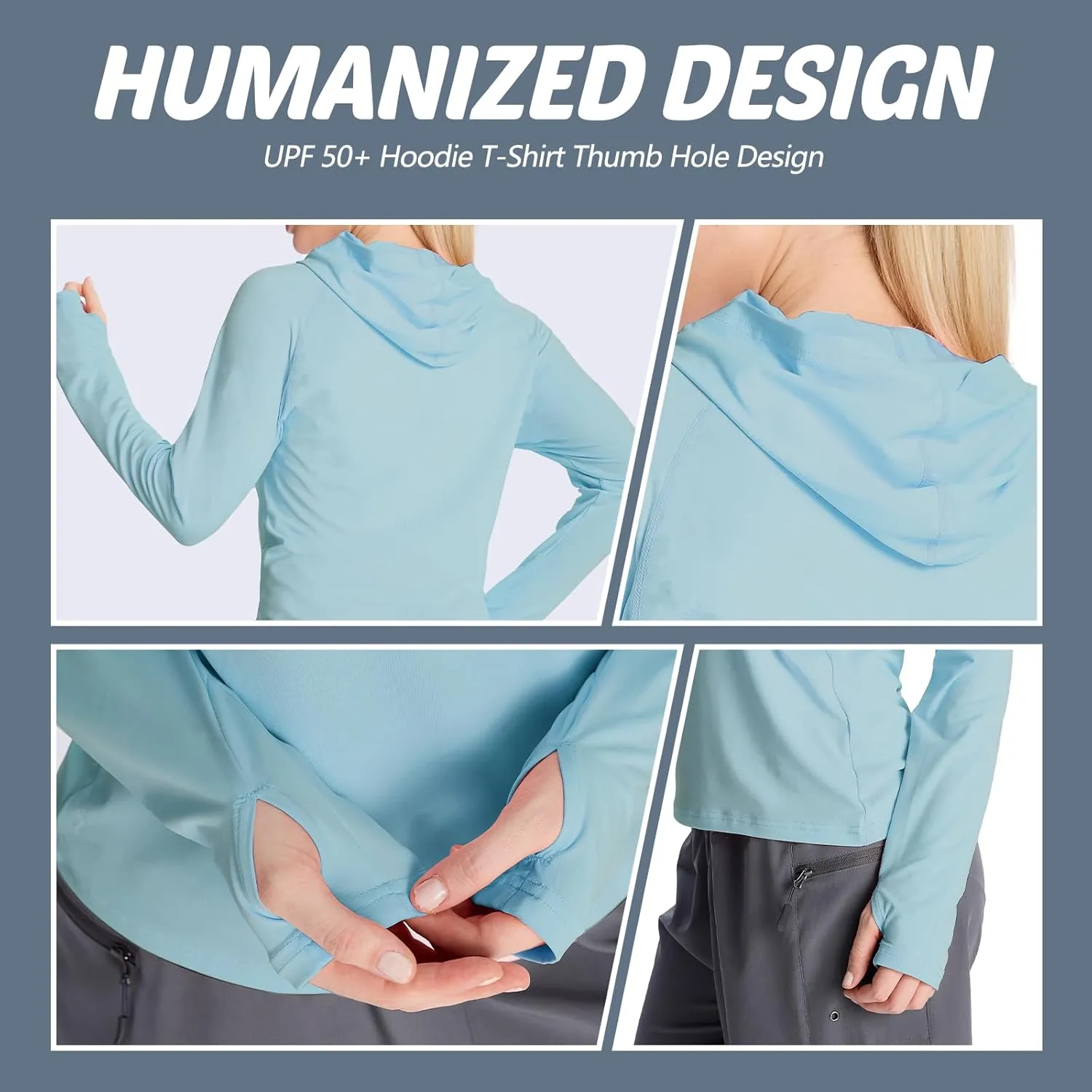 women‘s 2 Pack UPF50  Sun Shirt Long Sleeve Hoodies UV Protection Clothing Hiking Athletic Outdoor Lightweight Shirt